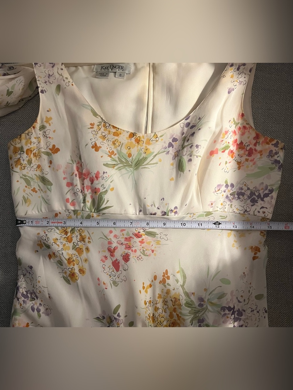 Vintage 90s Kay Unger Silk Floral Tiered Dress with Matching Scarf/Wrap. Size 8 - Picture 8 of 11